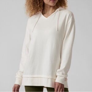 Athleta Sundown‎ Alliance Hoodie Sweatshirt Magnolia White Oversized Cotton XL